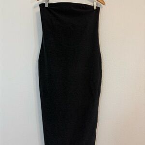 Beyond Yoga Strapless Dress Medium Charcoal Gray Athletic Midi Tube Bodycon